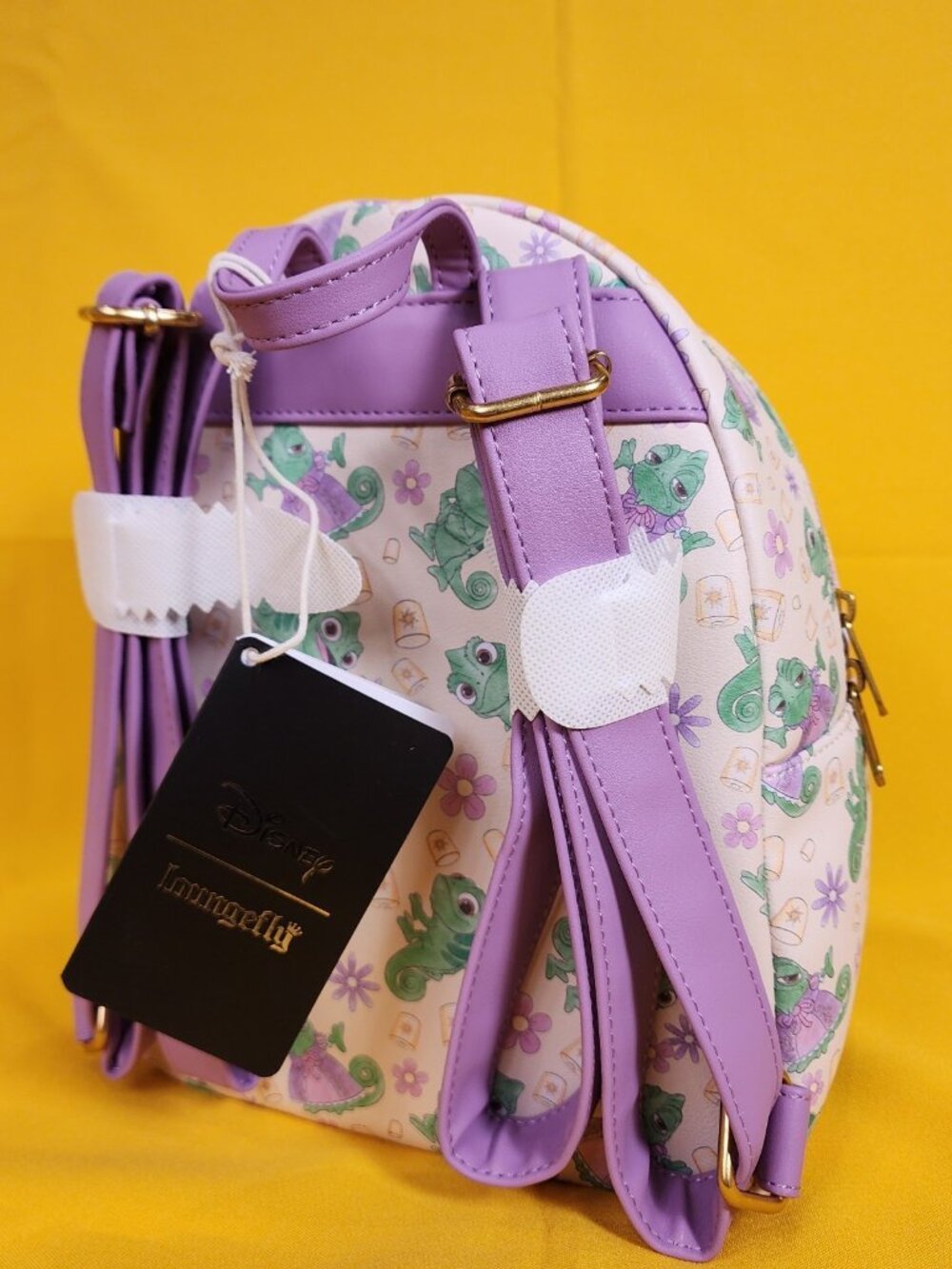 Loungefly Disney Tangled Pascal Purple Dress AOP Expressions Mini Backpack NEW - Picture 4 of 10